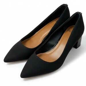 Donald Pliner Heel Pumps Women's Size 7.5M Black Suede Pointed Toe Block